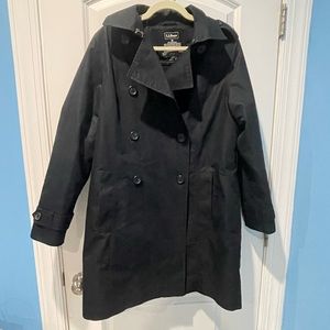 L. L. Bean Black Wool Lined Trench Coat Jacket | Size M